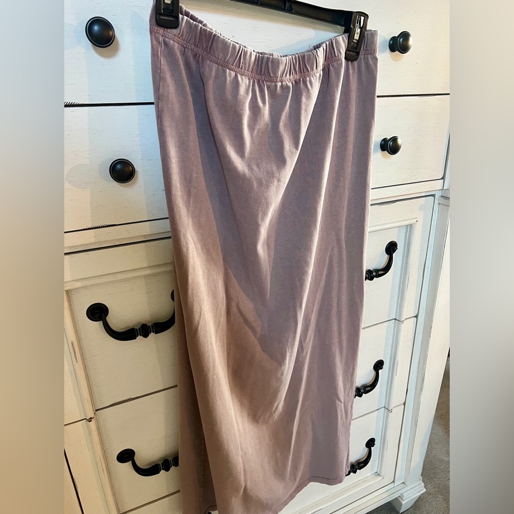 Zara Mauve washed effect long, heavy cotton skirt - Picture 3 of 8